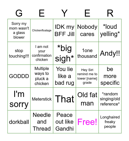 Physics Class Bingo Card