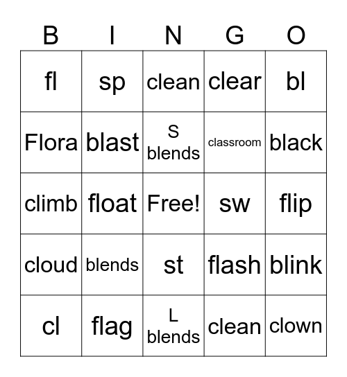 Blends Bingo Card