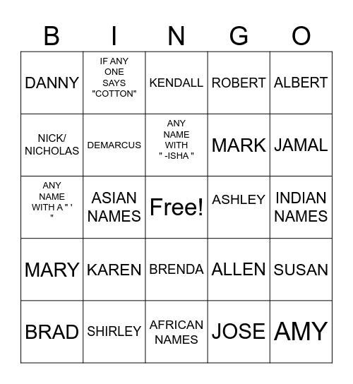 $2 Bingo Card