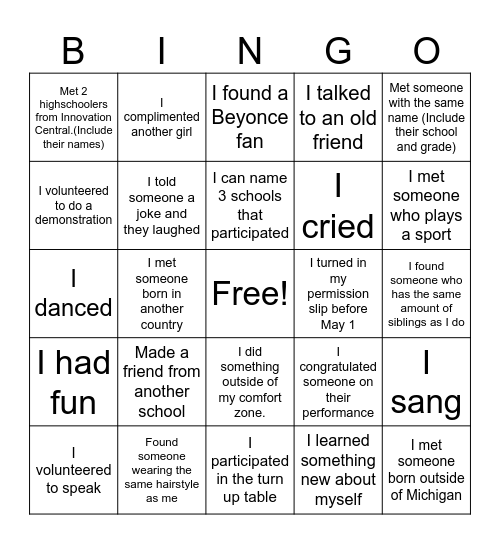 G3 May Summit Bingo Card