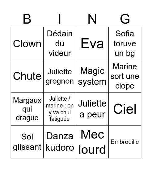 La boîte Bingo Card