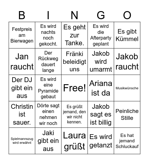 Tessin Bingo Card