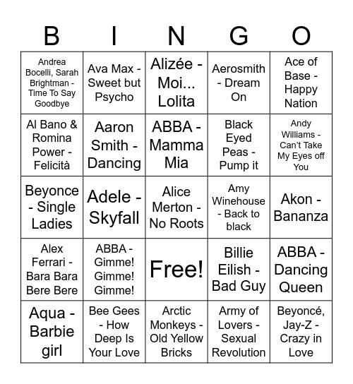 Music Bingo. Playrix Summer Camp. Bingo Card