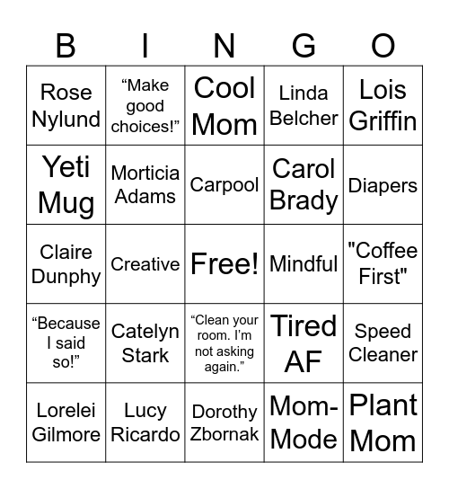 Mother's Day Bingo Card