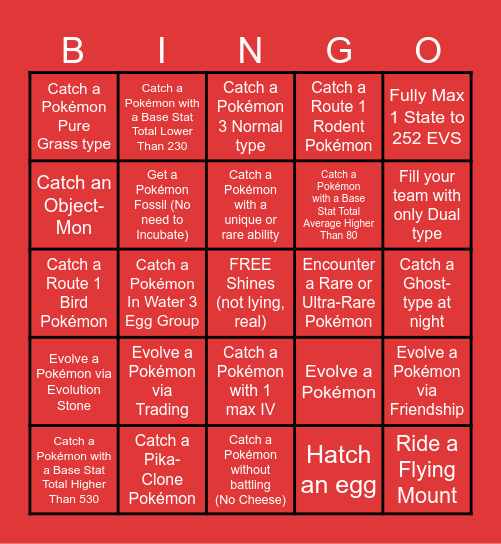 Cobblemon Bingo Card