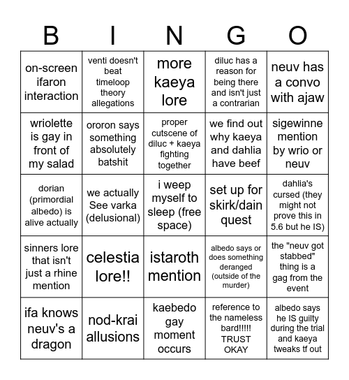 5.6 bingo card Bingo Card