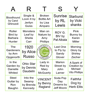 ART GALLERY BINGO Card