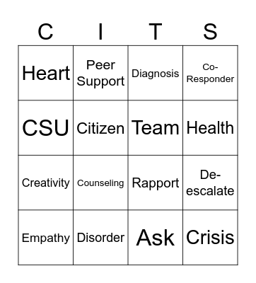 CIT STANDARDS BINGO Card