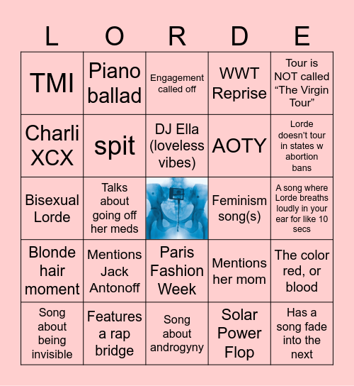 Virgin Album Bingo Card