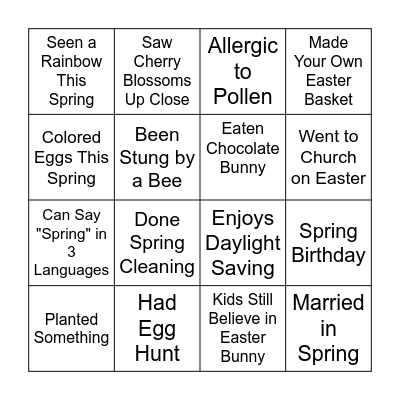 Easter Bingo Card