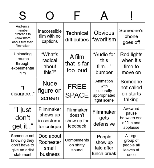 Screenings Bingo Card