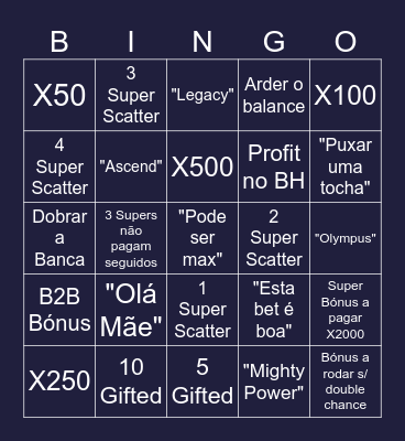GODMOTA SUPER SCATTER Bingo Card