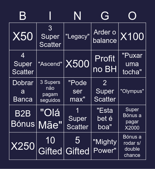 GODMOTA SUPER SCATTER Bingo Card
