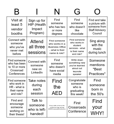 2025 Crossroads Conference Bingo Card