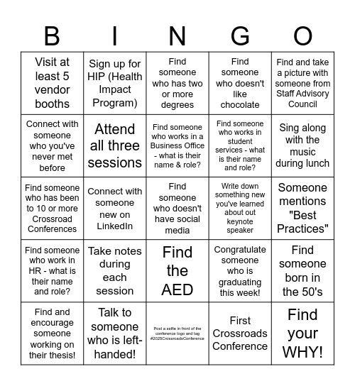 2025 Crossroads Conference Bingo Card