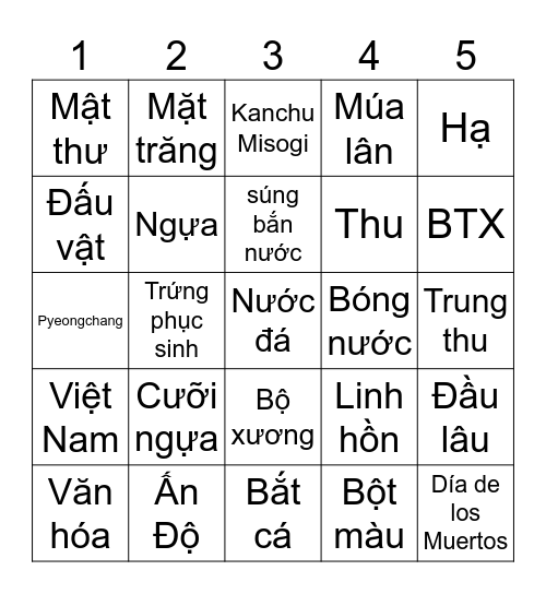 Cultural Mosaic Bingo Card