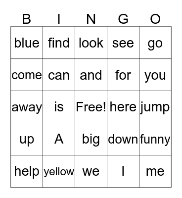 Malina's sight words Bingo Card