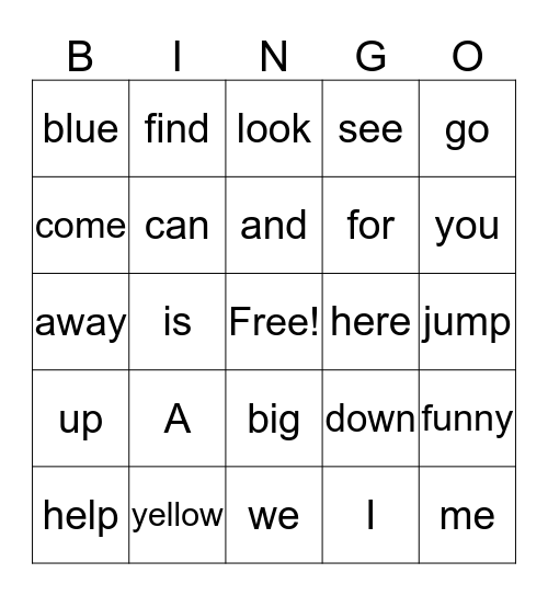 Malina's sight words Bingo Card