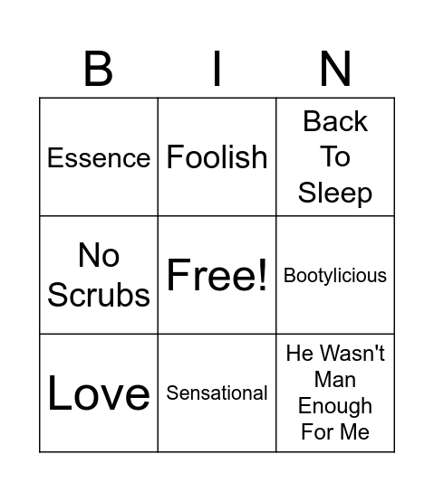 BOLTS & BINGO R&B Bingo Card