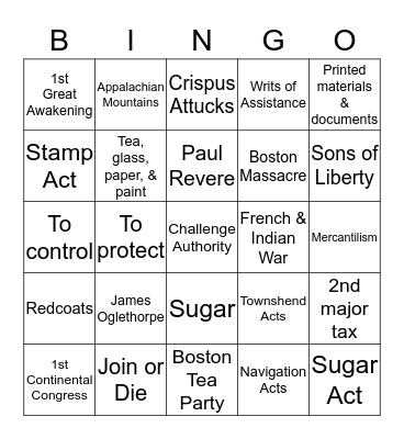 Crisis Bingo Card