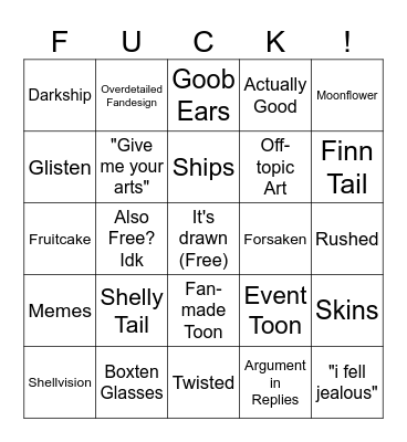 Dandy's World Fan-art Bingo Card