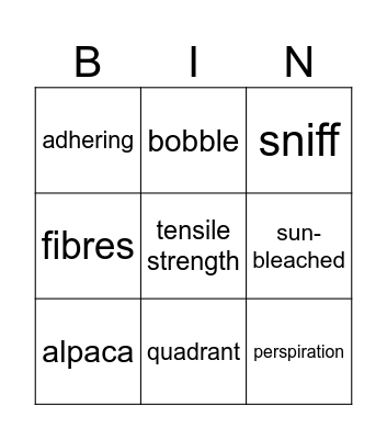 Sherlock vocabulary Bingo Card