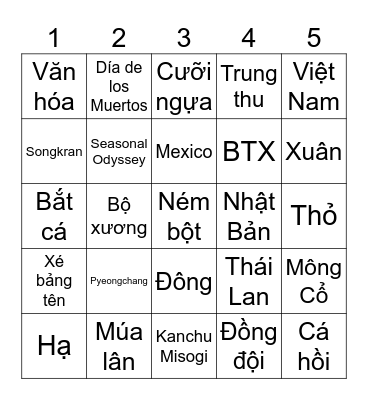 Cultural Mosaic Bingo Card