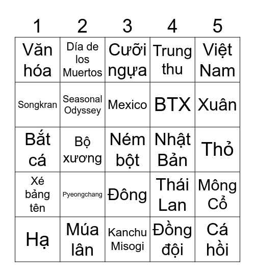 Cultural Mosaic Bingo Card