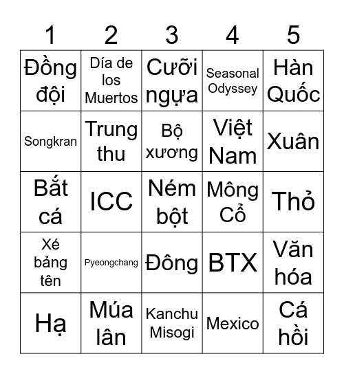 Cultural Mosaic Bingo Card