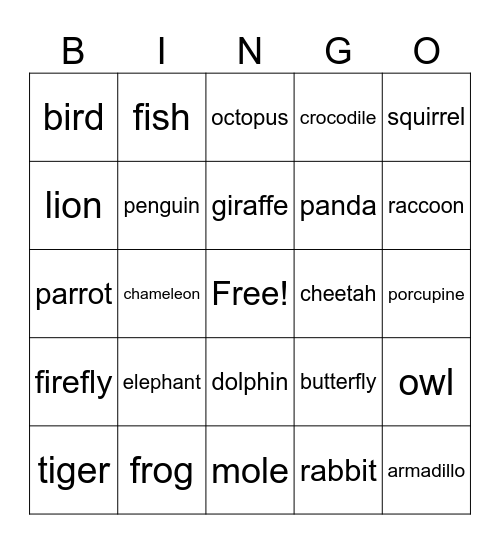 Pet Club Bingo- Animal Riddles Bingo Card