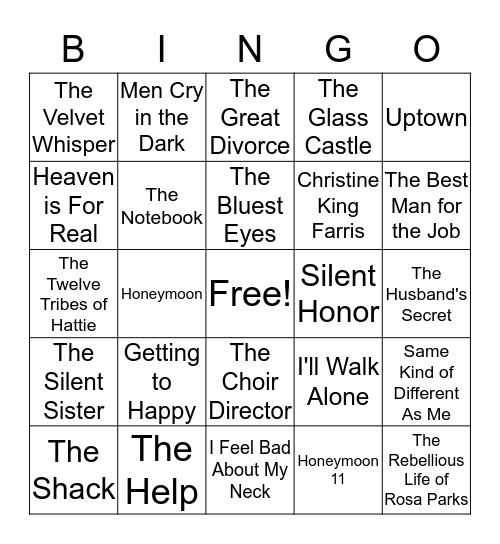 MILLENNIUM READERS BOOK CLUB Bingo Card