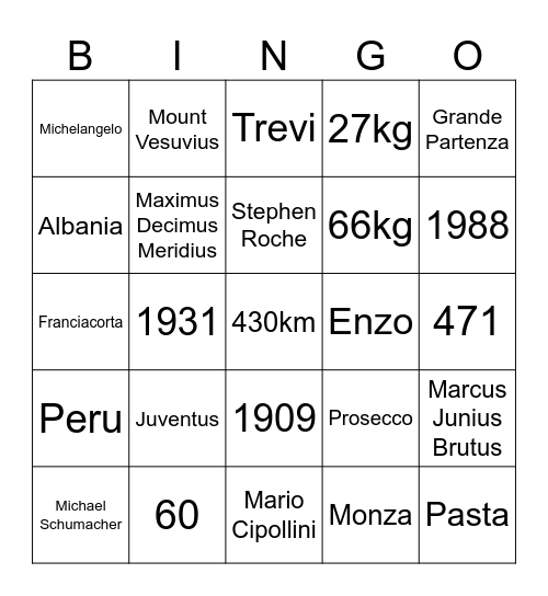Le Col - Giro Bingo Card