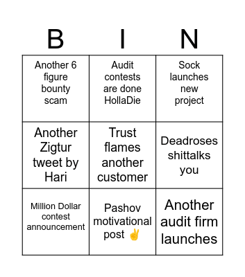 Warden Bingo Card