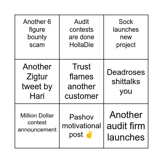 Warden Bingo Card