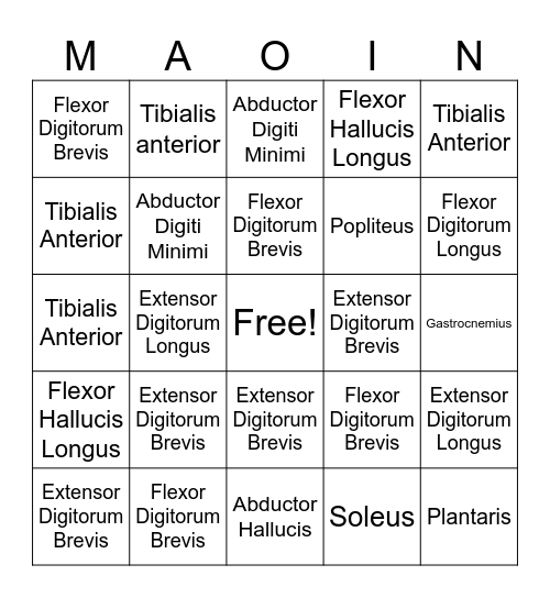 ATR 325 Bingo Card