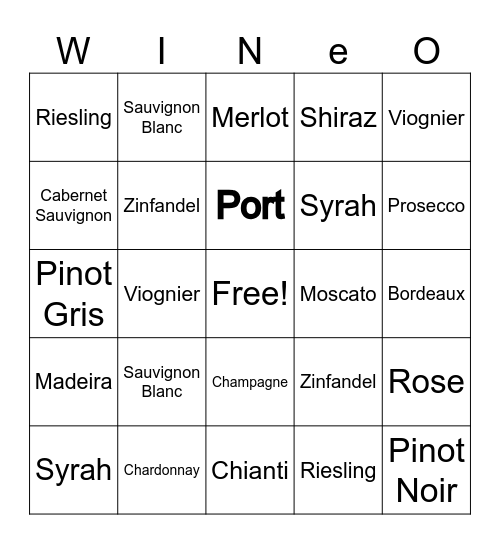 Wine Down Wednesday Bingo Card