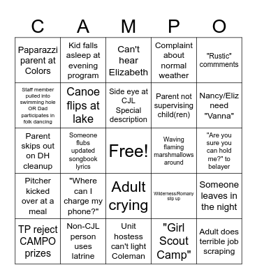 Parent Daughter 2025 Bingo Card