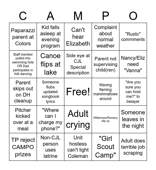 Parent Daughter 2025 Bingo Card