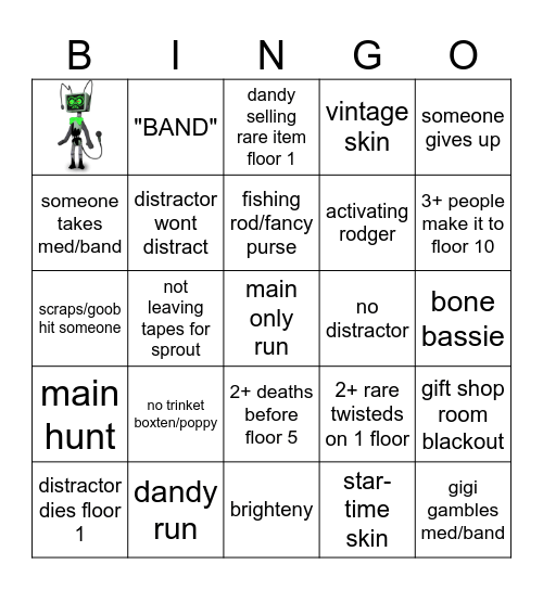 Dandy's World Bingo! Bingo Card