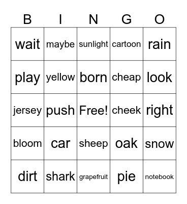 UFLI Grp 2 Bingo Card
