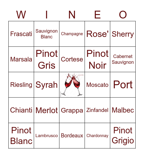 Wine Bingo Card