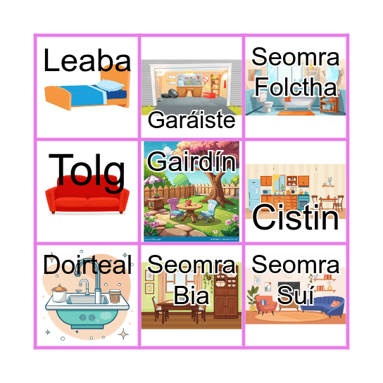 Seomraí an Tí Bingo Card