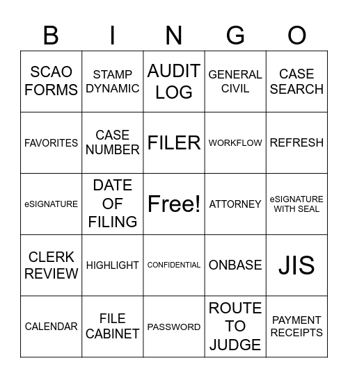 MI FILE Bingo Card