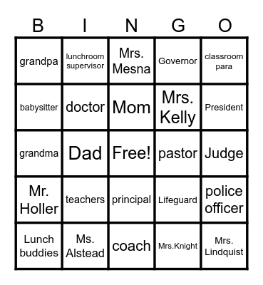 AUTHORITY BINGO Card