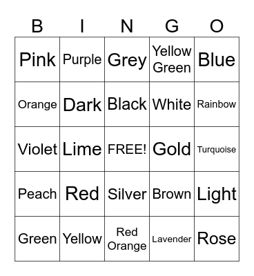 Color Bingo Card
