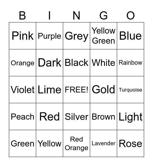 Color Bingo Card