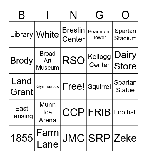 Madison Alumni Reception Bingo Card