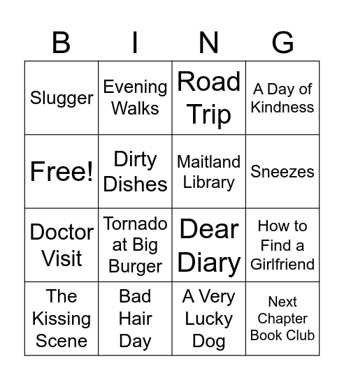 Lucky Dogs, Lost Hats and Dating Don'ts Bingo Card