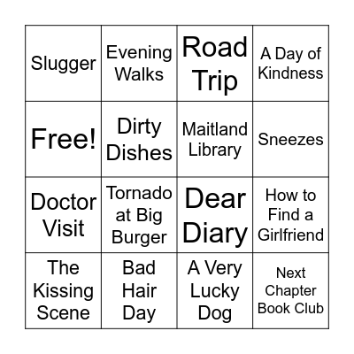 Lucky Dogs, Lost Hats and Dating Don'ts Bingo Card