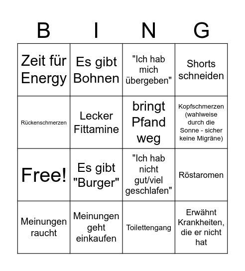 Meinungen-Bingo Card